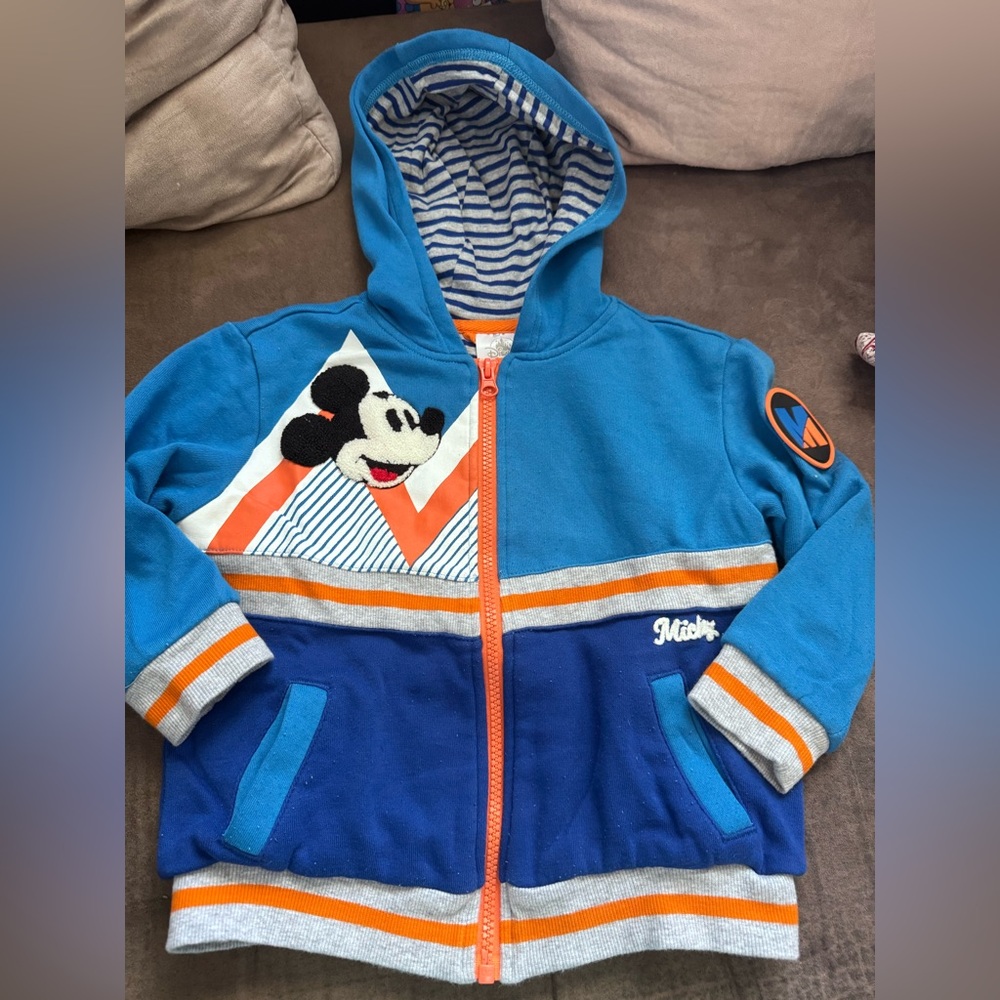 Blue and Orange Kids Hoodie with Mickey Design - Picture 1 of 5